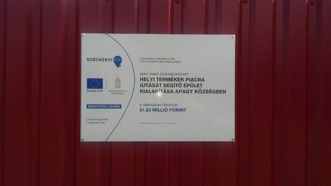 Helyi termékek piacra jutását segítő épület kialakítása Apagy községben  TOP-1.1.3-15-SB1-2016-00002